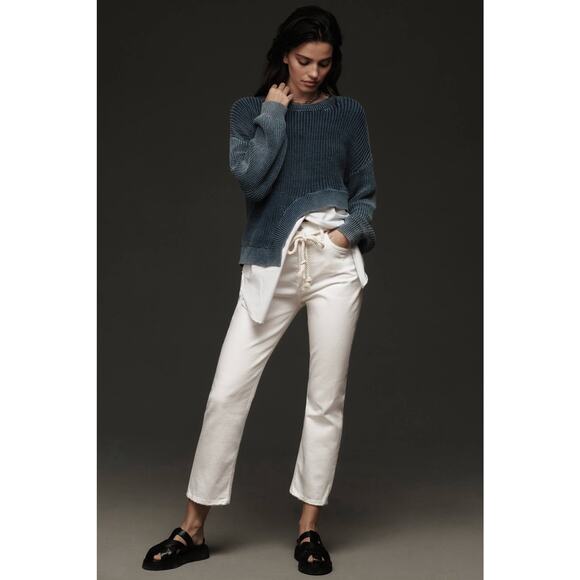 AGOLDE Riley Crop High-Rise Straight Jeans Womens Size 25 Sour Cream White - Picture 1 of 9